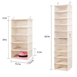 AMZOK Hat Rack for Closet Organizer and Storage, Fedora Panama Trilby Cowboy Straw Hat Wide Brim Cap Holder, Hanging Organization 10 Shelves Easy to Install (Beige)