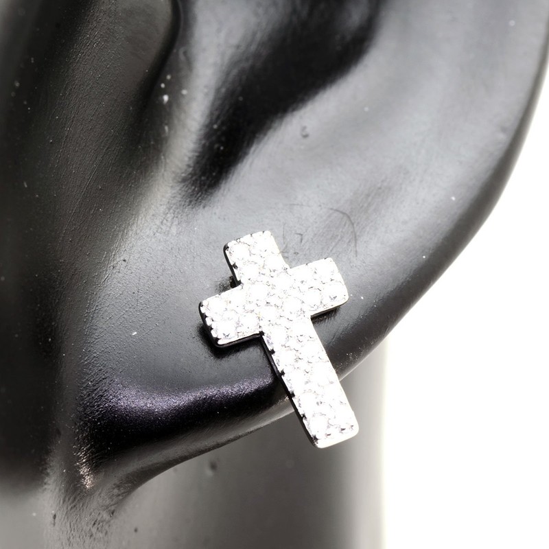 STERLING SILVER 925 AMTHTEW-074 Sterling Silver 925 Earrings Studded Rock