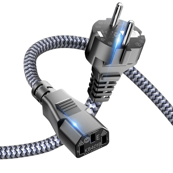 Goalfish 3-Pin Power Cable 1 m Nylon Braided Universal Power