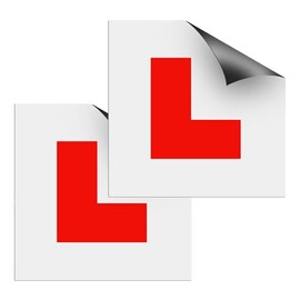 EVOGES Magnetic L Plates for Learner Drivers, Reusable, Easy to attach to Cars Vehicles, Weather resistant, Thick Strong magnet, Red, UK Compliant, Pack of 2
