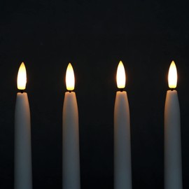 Fanna Flameless Taper Candles with Timer, Battery Operated Led Candle Sticks Real Wax Finished, Remote and Batteries Included - H 11" Set of 4 (White)
