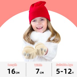 TAGVO Winter Magic Gloves Children, Warm Full Finger Stretch Gloves, Winter Gloves, Thin Fleece Lining, Thermal Children's Gloves, Elastic Knitted Gloves for Boys and Girls, 4 Pairs, multicoloured