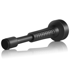 Matte Black Door Stoppers for Wall - 4.33 Inch Spring Door Stop for Bottom of Door, Aluminum Doorstopper with Silicone Tip, Screw & Adhesive Installation