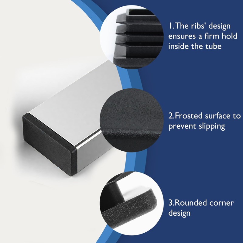 BOPOREAE 4 Pack 1"x 2" Rectangular Tube End Cap Plastic