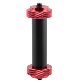 CAMVATE 15mmマイクロッド 長さ2” 両端1/4"止めネジ 付き 赤 (一端1/4"ネジ)