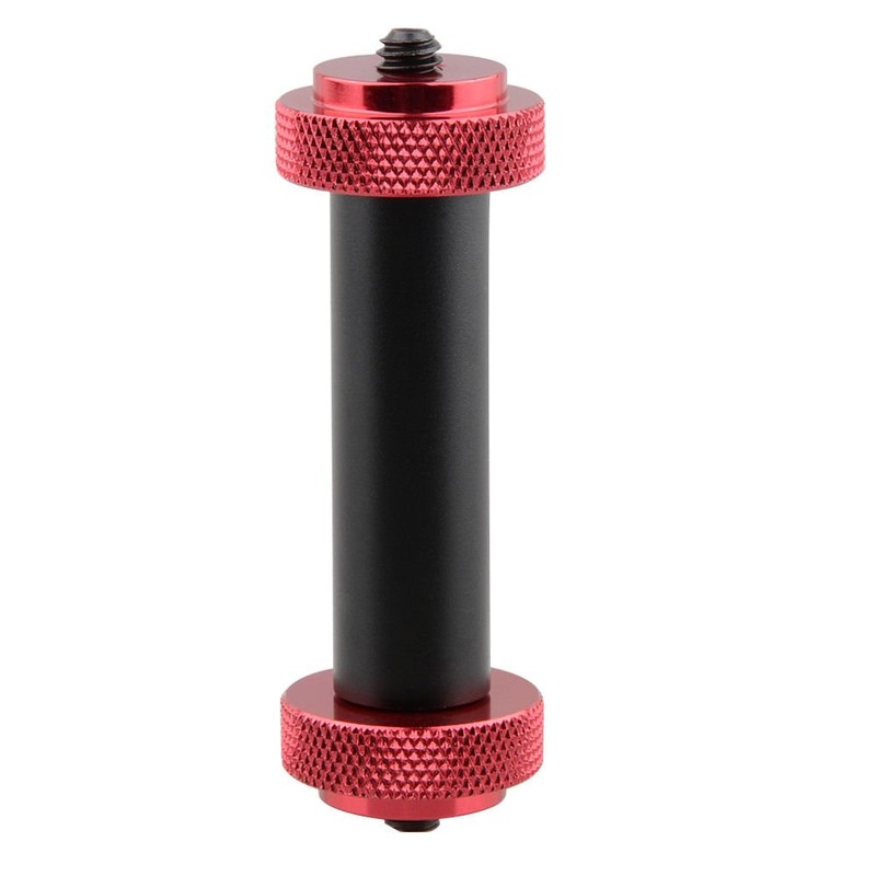 CAMVATE 15mmマイクロッド 長さ2” 両端1/4"止めネジ 付き 赤 (一端1/4"ネジ)
