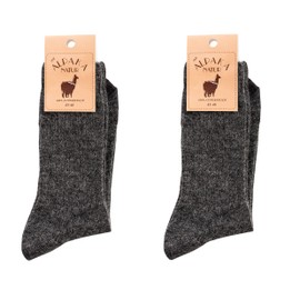 Natural Alpaca Wool & Lambs Wool Socks for Men & Women, Premium Quality, Breathable, Thin Blend, Anti Bacterial & Odor Free, Thermal Warm, Ideal for Winter, Grey, Beige, 2pack (Charcoal, 3-5)