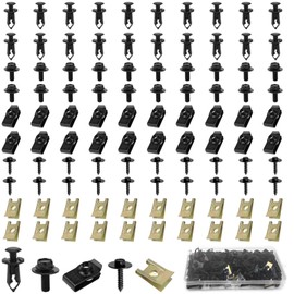 100 Pieces Tin Nut Screw Nut Clip Kit Body Screws Set Car Mudguard Clip Sheet Metal Nuts Attachment Clips Spring Sheet Metal Nut and Metal U Type Mounting Clip