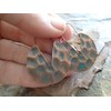 Hammered copper patina circles: side earrings