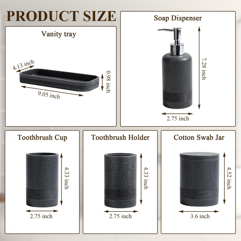 Bathroom Accessories Set, 6-Piece Bathroom Accessory Set, Toothbrush Holders Set,