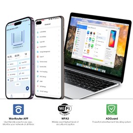 WAVLINK AX6000 WiFi 6 Mesh Router with 2.5G Port, 6.0 Gbps Gigabit Wireless Internet Router, Coverage 1,700 sq.ft., 8 High Gain Antennas, OpenVPN, WPA3, Parental Control, QoS