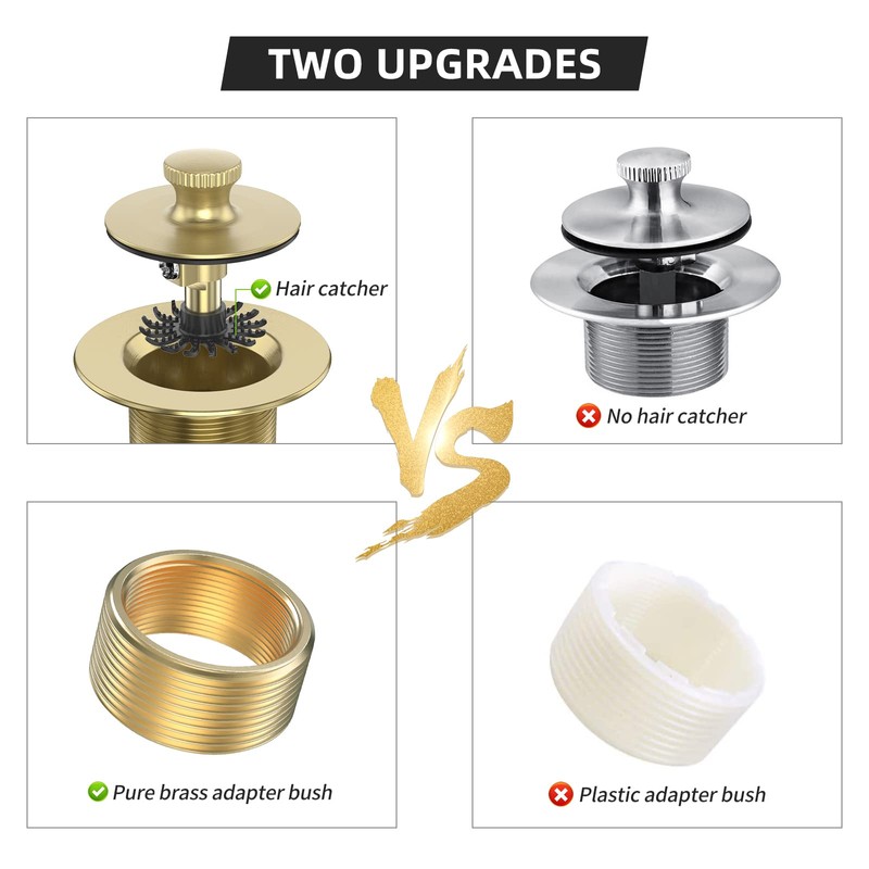Brushed Gold Bathtub Drain Bath Tub Trim Set Conversion Kit