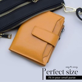 Women's RFID Blocking Leather Small Compact Bifold Zipper Pocket Wallet Card Case Purse with id Window(Yellow)