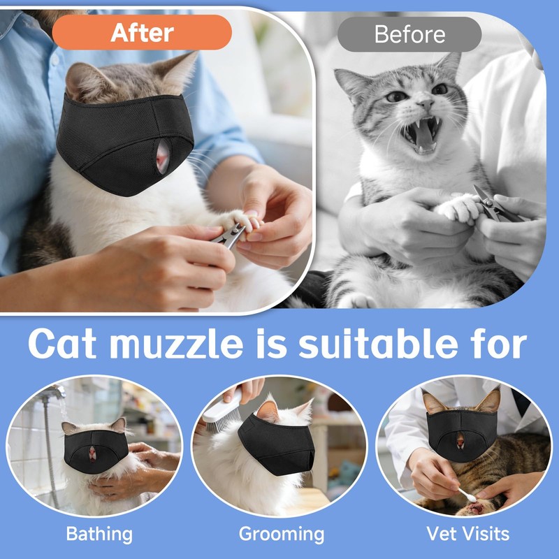 BARKLESS Cat Calming Muzzle for Grooming & Nail Trimming, Oxford