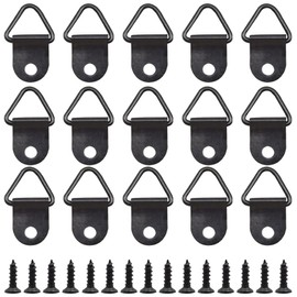 Ruidee 100Pcs Picture Hanging Kit Small D Ring Picture Hangers Triangle Ring Picture Hangers Hook with Screws Metal Canvas Hanger for Photos Frame Paintings Artwork (Black/XS)