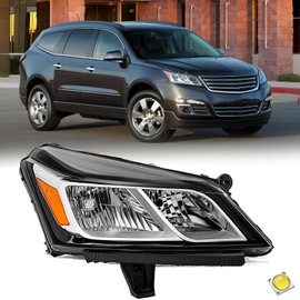 Aosky Headlight Assembly Compatible with 2013-2017 Chevy Traverse Factory Halogen Type OE Style Replacement Chrome Housing Headlamp Chrome Housing Right Passenger Side RH