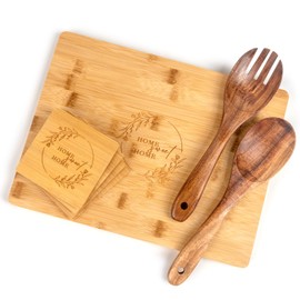 Housewarming Gifts New Home, New Home Gift Idea, First Home Gift, Gift for Home, New House Warming Gift for Homeowner Kitchen Gifts Apartment Realtor Gift for Clients, Bamboo Cutting Boards Gift Set