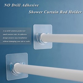 2Pack Shower Curtain Rod Holder, Upgraded Adhesive No Drill Tension Curtain Rod Brackets for Bathroom, Universal Bathroom Shower Rod Retainer (Fit rod diameter lower 4.5cm)