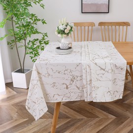 Majestic Giftware Velvet Tablecloths for Rectangle Tables - TC1414 | (70/180) Glacier Gold Print Hem Stitch Dining Table Cover | Washable Rectangle Tablecloth for Kitchen, Dinning, Party