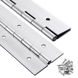 2 Pack Heavy Duty Piano Hinge 24 Inch x 2 Inch Continuous Hinge, 0.060'' Thick Stainless Steel Piano Hinge with Holes, 2" Wide Piano Hinge for Cabinet, Doors, DIY Wood Boxes