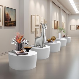 Round Mannequin Display Pedestal Stands, Bridal Shop Cylinder Plinth Raiser Table, Party Event Decor Circle Pedestal Stand For Boutiques Model Air Conditioner Heightening (white, 19.7x11.8in)