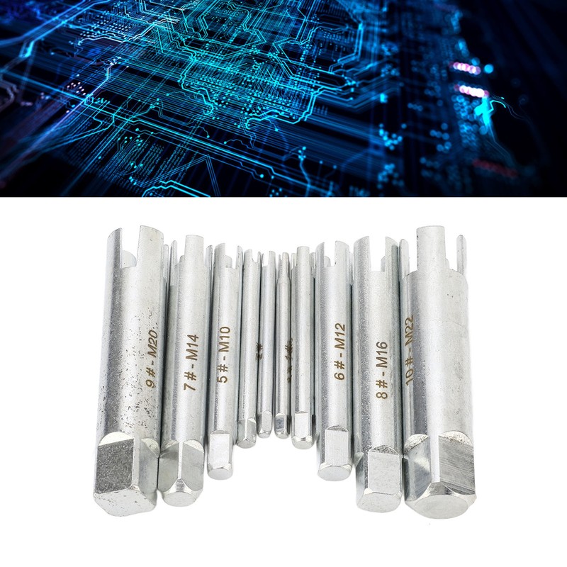 10Pcs Screw Tap Extractor Set Quenched Alloy Steel Broken Screw