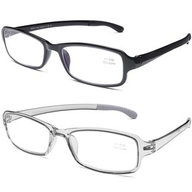 DOOViC 2 Pack Readers Blue Light Blocking Reading Glasses 3.0 Strength Flexible Lightweight Anti Eyestrain Computer Reading Glasses for Women Men