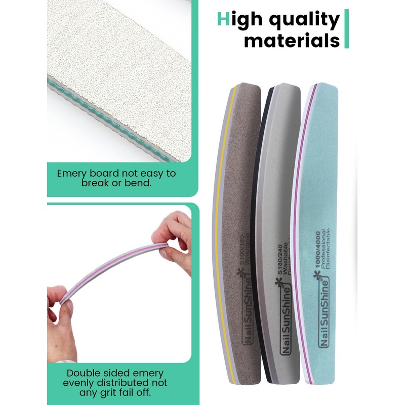 Nail File Buffer Set 8 Pieces 80/100/120/150/180/240/1000/4000 Grit Nail File
