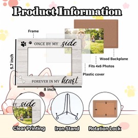 YSTEP Dog Memorial Picture Frame, Pet Loss Gift, Memorial Sympathy & Bereavement Gifts for Loss of Dogs, Pet Memorial Frame, Dog Wooden Photo Frames 4x6 In -G04