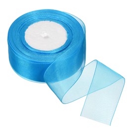 PATIKIL Sheer Organza Ribbon 1-37/64 Inch 50 Yard, 1 Roll Chiffon Decoration Fabric for Gift Wrapping Crafts Wedding Bouquet, Blue