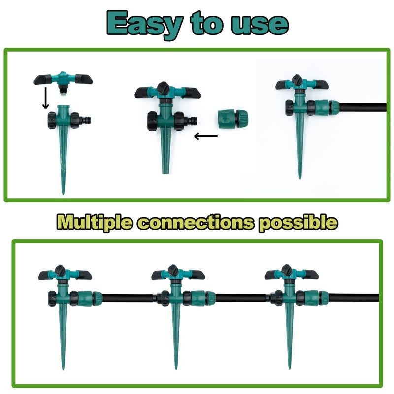 Garden Sprinklers, 2pcs Automatic 360° Rotating Lawn Sprinkler, Large Coverage