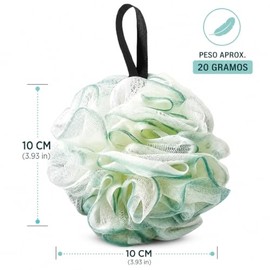 Esponjas de Baño Exfoliantes para Cuerpo, Set de 4 Esponjas de Malla de 10cm para Ducha, Suaves, Espuma Abundante, con Cuerda para Colgar, Colores Sur