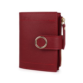 AdiStylinno Purse for Women, Fashion Bifold Leather Wallet for Women, Minimalist Credit Card Holder Ladies Purse with Zipper Coin Pocket and ID Window (Red)