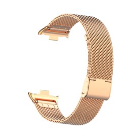 HOPMC Straps For Xiaomi Mi Band 8 Pro Metal Bracelet Protective Frame and 18MM Steel Mesh Wristband Bracelet for Women Men (GWrosegold), 230MM