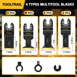 Tooltrail 30 PCS Titanium Oscillating Tool Blades Metal Cutting,Universal Multi Tool Blades Kits for Metal Nails Wood and Plastic,Oscillating Saw Blades Fit Dewalt Ryobi Milwaukee Rockwell Fein