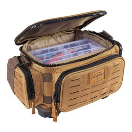 Plano Guide Series 3700 XL Tackle Bag, Beige 1680 Denier Fabric with Waterproof Base, Includes 10 StowAway Utility Organization Boxes, Large Premium Fishing Storage