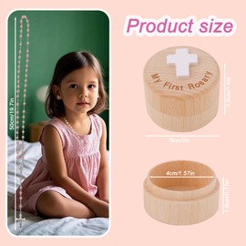 My First Rosary Baptism Gifts, Baptism Memorial Box Pink Rosary Necklace Beads Christening Gifts Catholic First Communion Gifts Rosary Box Holder for Women Baby Shower