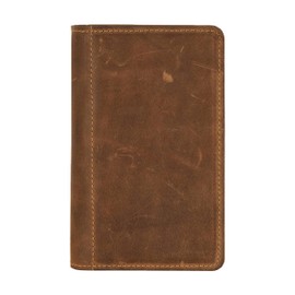 Unisex Pocket Notebook Holder Crazy Horse Leather RFID Bifold Credit Cards Purse