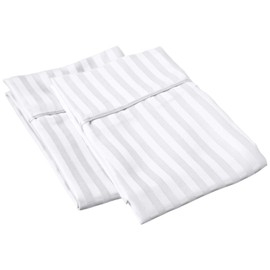 500 Thread Count Luxury 2 PC Pillow Cases King/Cal-King Size 20" x 40"(Inches) -White Stripe. Dimension in CM (51 cm x 101 cm)
