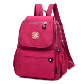 XUEREY Women's Small Handbag Nylon Shoulder Bag Casual Day Pack Multi-Pocket Casual Waterproof Nylon Bags Travel School Bag Laptop Backpack (Rose)