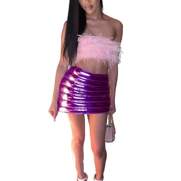 Women Plus Size Glitter Party Warm Space Alien Costume Puff