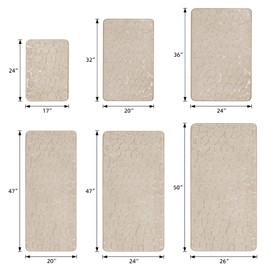 YIHOUSE Memory Foam Bath Mat Cobblestone Bathroom Rug Non Slip Washable Bathroom Mats Super Absorbent Bathroom Floor Mats(24"x36",Beige)