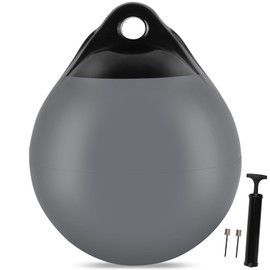 VEITHI 1 Pack 15 x 18 in Grey Mooring Buoy Boat Buoy Balls Anchor Buoy Float Round Boat Fenders,Vinyl Inflatable Anchor Ball for Boat with Pump,Large Dock Bumpers for Lake/Anchoring/Marker