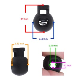 Mandala Crafts - Cierre de cordón de cierre de cordón con extremo de bloqueo de encaje, redondo, un solo agujero, para cordones, cordón elástico, color mixto, 0.9 pulgadas, 50 unidades, mixto, 0.9