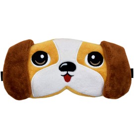 Fluffy Sleeping Mask with Animal Eyes - (Beagle Dog Design) Sleeping Mask with Adjustable Strap