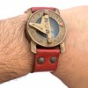 Nautical Comfort Wearable Antique Sundial Compass Brass and Leather Wrist