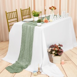 15 Packs Cheesecloth Table Runner, Sage Green, 20"x70", Rustic Gauze Boho Cheese Cloth, Wedding Table Decor