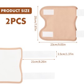 Pack of 2 Castor Oil Castor Oil Pack for Knees, Reusable Castor Oil Packs with Elastic Band, Oil Resistant Castor Oil Pads Compress Pads Made of Organic Cotton for Calves Knee Arms (Khaki)