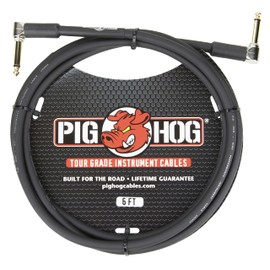 Pig Hog PH6RR High Performance 8mm Right-Angle 1/4" Guitar Instrument Cable, 6 Feet