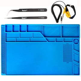 Kaisi S-180 Large Silicone Soldering Mat Magnetic Repair Work Mat, Heat Resistant Insulation Large Platform Station Pad for Soldering, Electronics, Computer Repair, Size 21.6 x 13.8 inch